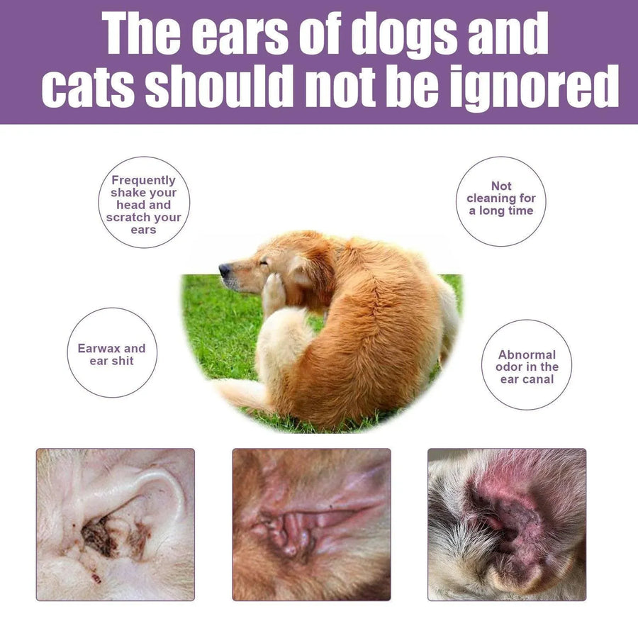 Pet Ear Cleaner Drops for Dogs and Cats Clears Earwax and Eliminates Odors