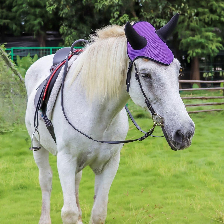 Breathable Mesh Cloth Ear Muffs For Horse Accessories Comfortable Fly Protection - Blue