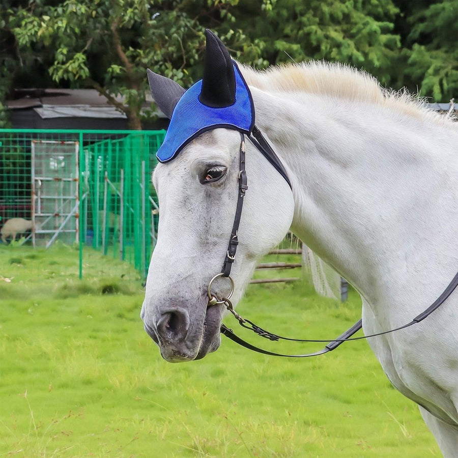 Breathable Mesh Cloth Ear Muffs For Horse Accessories Comfortable Fly Protection - Blue
