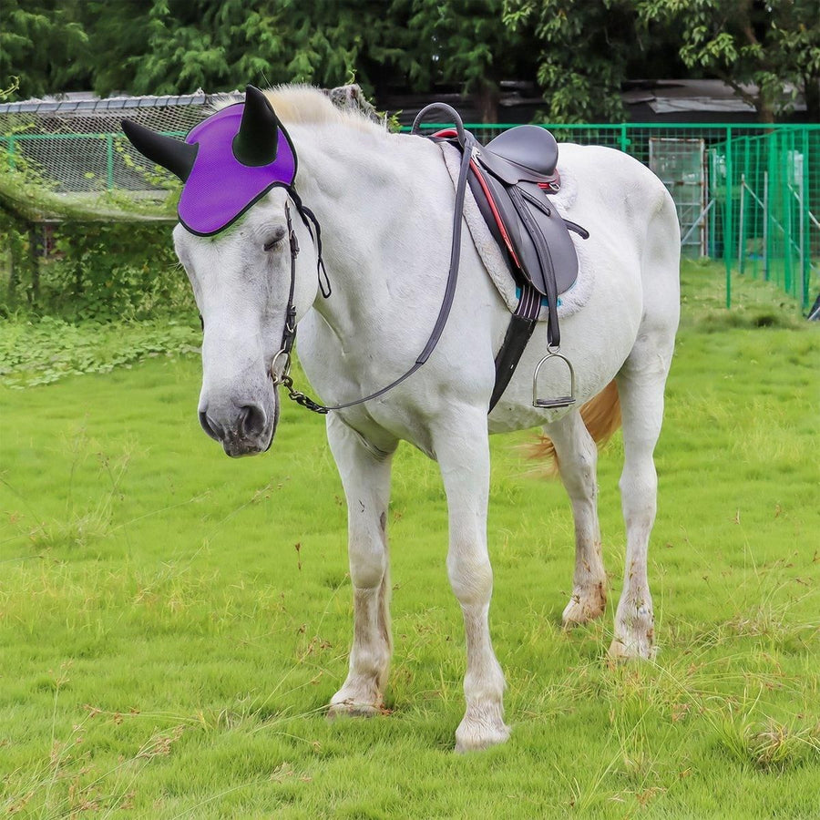Breathable Mesh Cloth Ear Muffs For Horse Accessories Comfortable Fly Protection - Blue