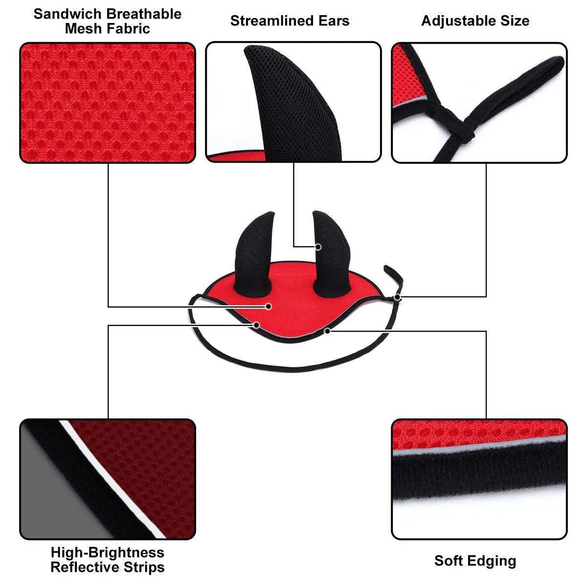 Breathable Mesh Cloth Ear Muffs For Horse Accessories Comfortable Fly Protection - Red