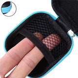 Portable Hard Case Pouch Storage Bag For Earphone Headphone Earbuds Cable - Blue - Front View