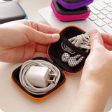 Portable Hard Case Pouch Storage Bag For Earphone Headphone Earbuds Cable - Blue - 45-Degree Angle
