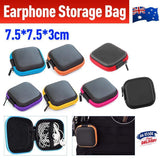 Portable Hard Case Pouch Storage Bag For Earphone Headphone Earbuds Cable - Rose Red