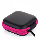 Portable Hard Case Pouch Storage Bag For Earphone Headphone Earbuds Cable - Rose Red - Low Angle