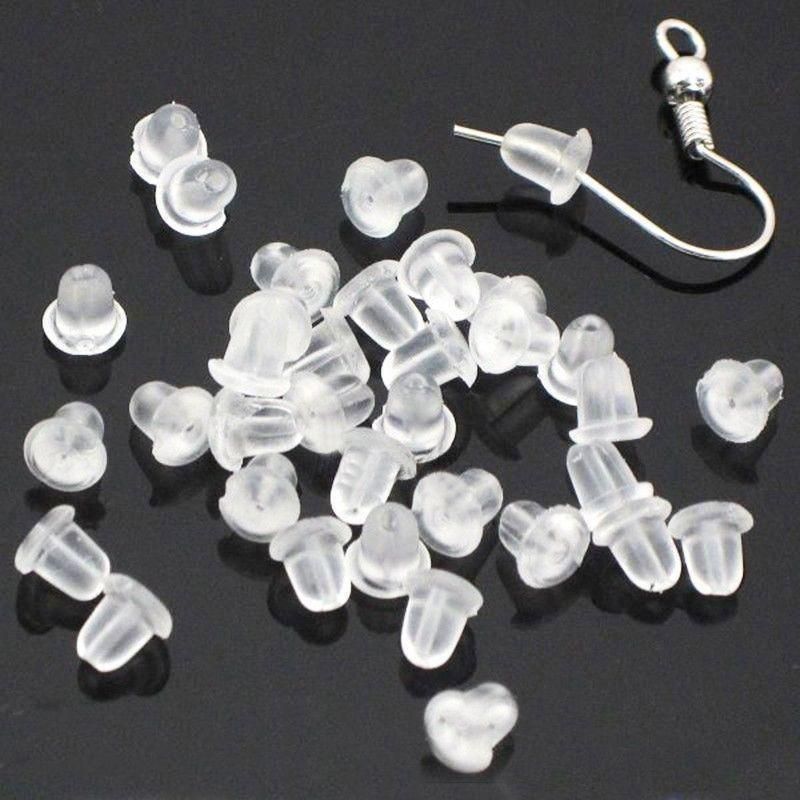 100PCS Clear Silicone Earring Backs Soft Hypoallergenic Stoppers 5mm