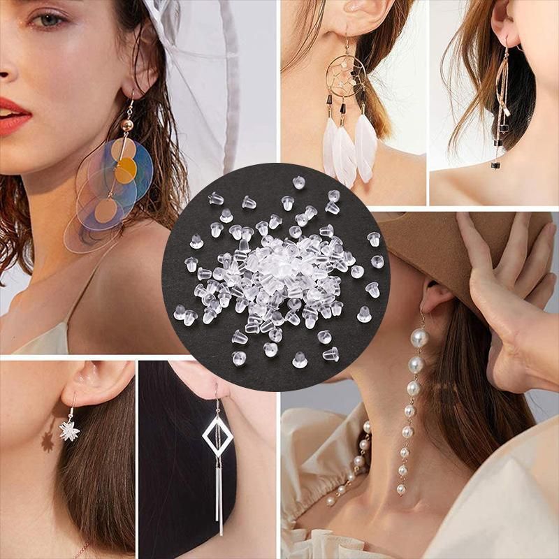 200 Rubber Earnuts Earring Nuts Findings Earring Backs Clear Plastic Dewsupplies