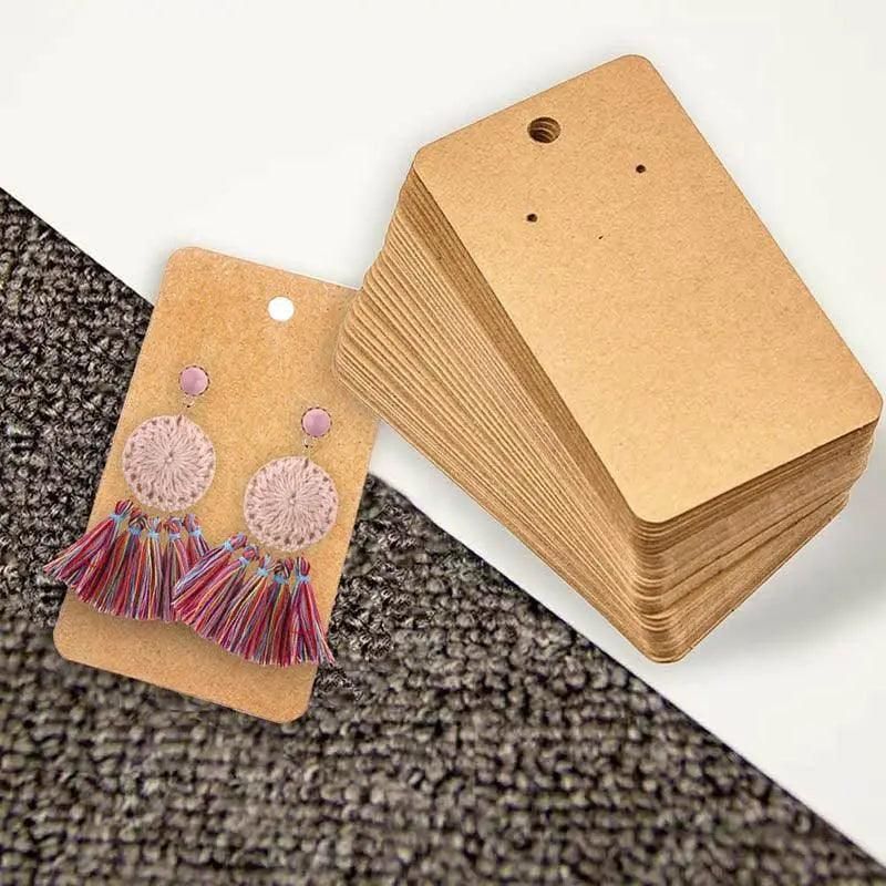 100Pcs Cardboard Earring Display Cards for Jewelry Accessories - White