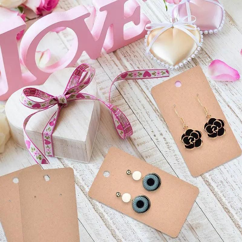100Pcs Cardboard Earring Display Cards for Jewelry Accessories - White