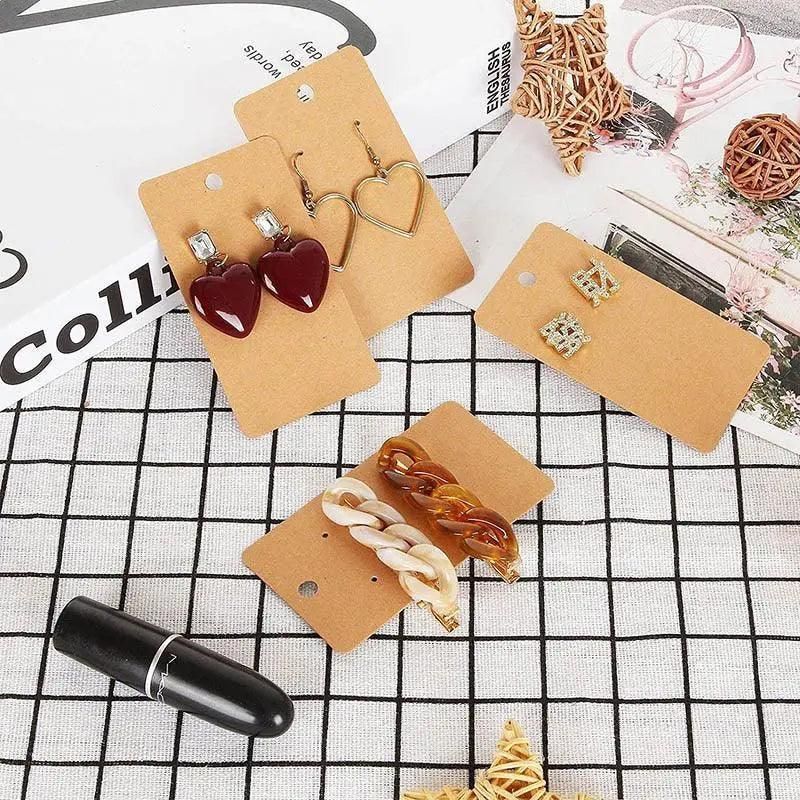 100Pcs Cardboard Earring Display Cards for Jewelry Accessories - White