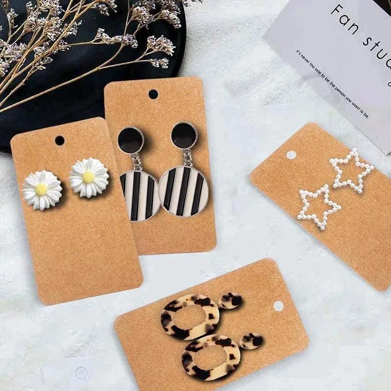 100Pcs Cardboard Earring Display Cards for Jewelry Accessories - White
