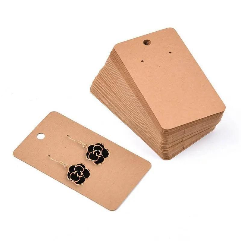 100Pcs Cardboard Earring Display Cards for Jewelry Accessories - White