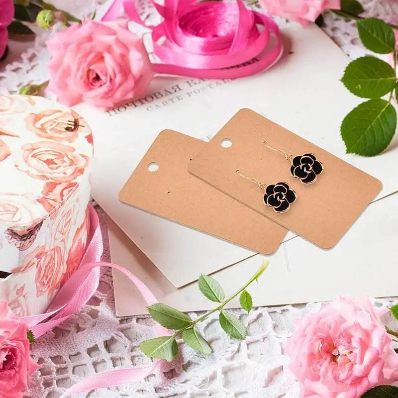 100Pcs Cardboard Earring Display Cards for Jewelry Accessories - White