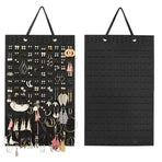 Hanging Jewelry Organizer Earring Necklace Holder Felt Display Storage Rack - Black