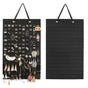 Hanging Jewelry Organizer Earring Necklace Holder Felt Display Storage Rack - Black
