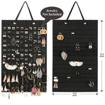 Hanging Jewelry Organizer Earring Necklace Holder Felt Display Storage Rack - Black