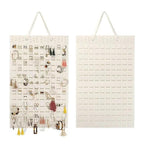 Hanging Jewelry Organizer Earring Necklace Holder Felt Display Storage Rack - White
