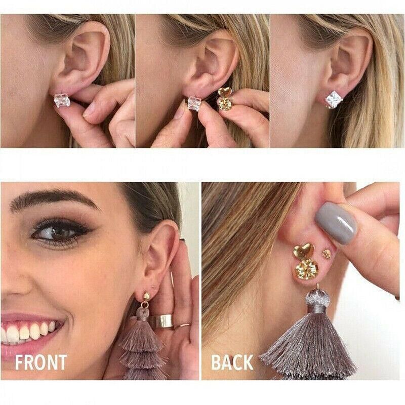Hypoallergenic Fits Earrings Ear Support Lifts Magic Bax Backs Studs Auxiliary - Silver