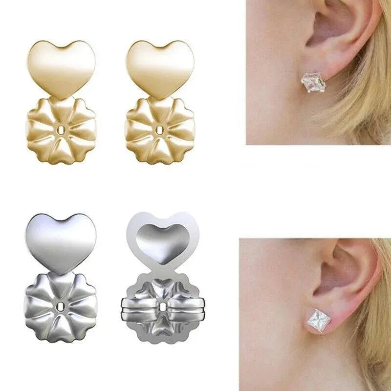 Hypoallergenic Fits Earrings Ear Support Lifts Magic Bax Backs Studs Auxiliary - Silver