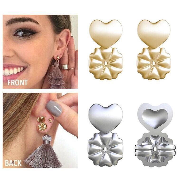 Hypoallergenic Fits Earrings Ear Support Lifts Magic Bax Backs Studs Auxiliary - Silver