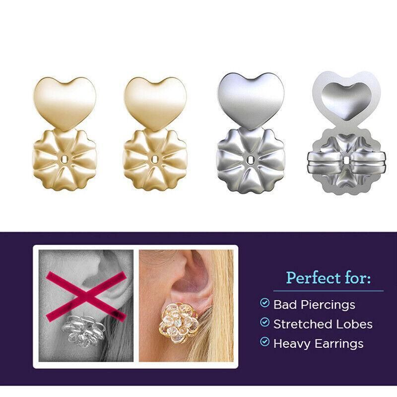 Hypoallergenic Fits Earrings Ear Support Lifts Magic Bax Backs Studs Auxiliary - Silver