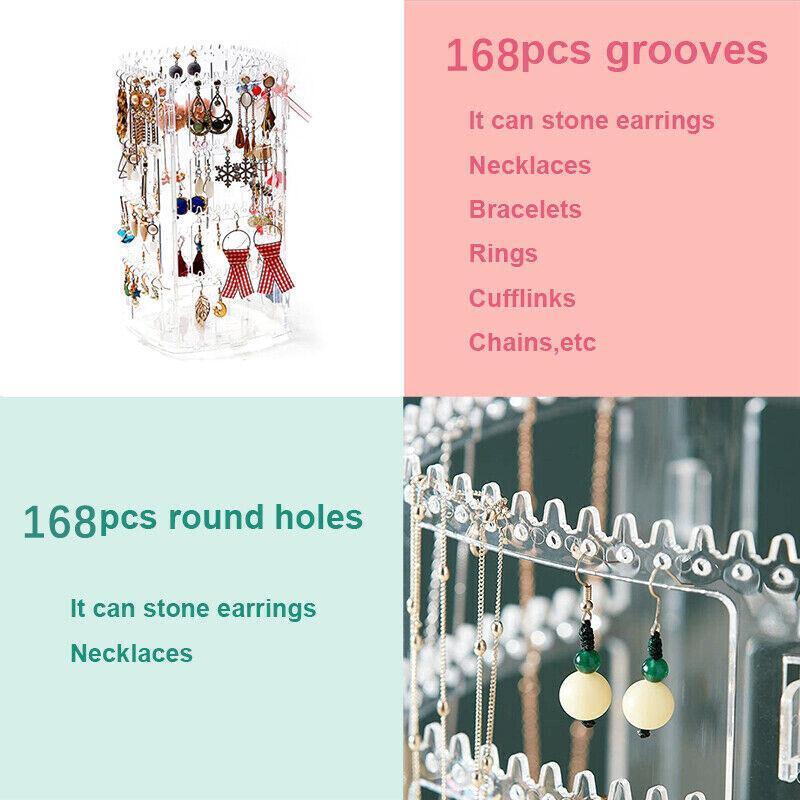 360-Degree Rotating Earring Holder Jewellery Rack Display Stand Organizer