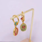 2-Piece Multicolour Floral Drop Earring Pair