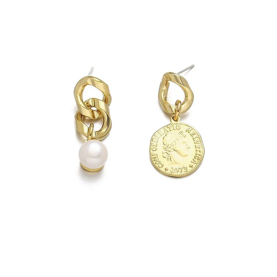 Vintage Textured Coin Earrings Asymmetric Design Fashion Jewelry for Women