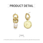 Vintage Textured Coin Earrings Asymmetric Design Fashion Jewelry for Women