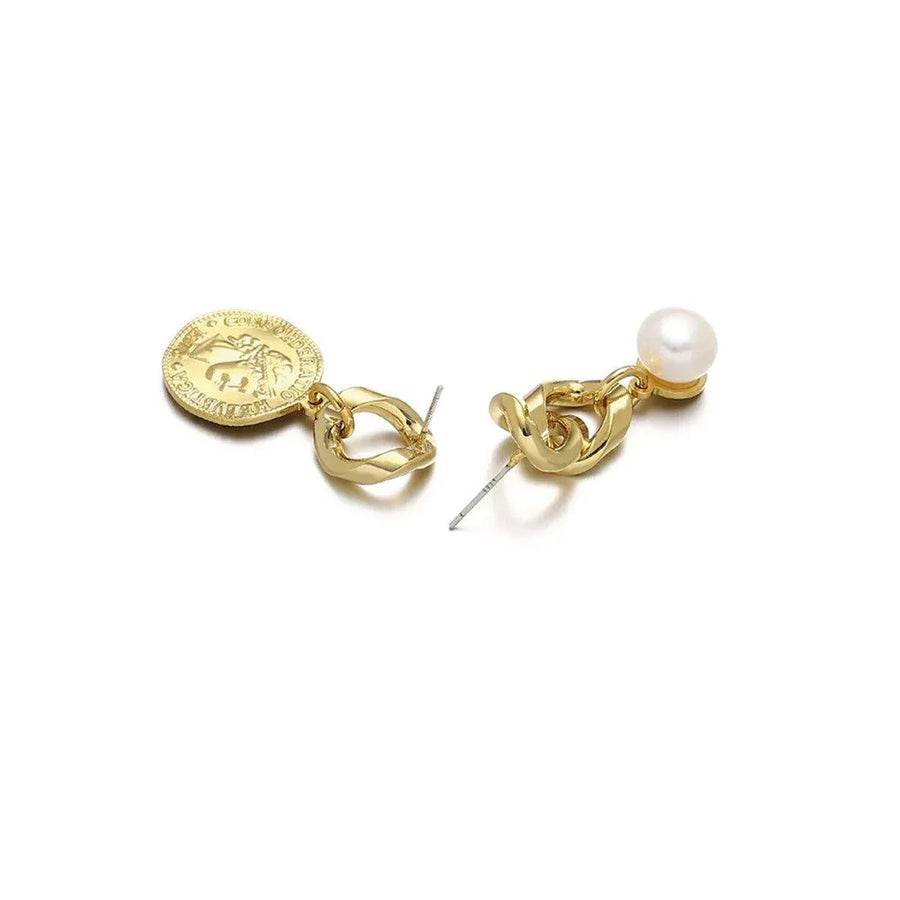 Vintage Textured Coin Earrings Asymmetric Design Fashion Jewelry for Women