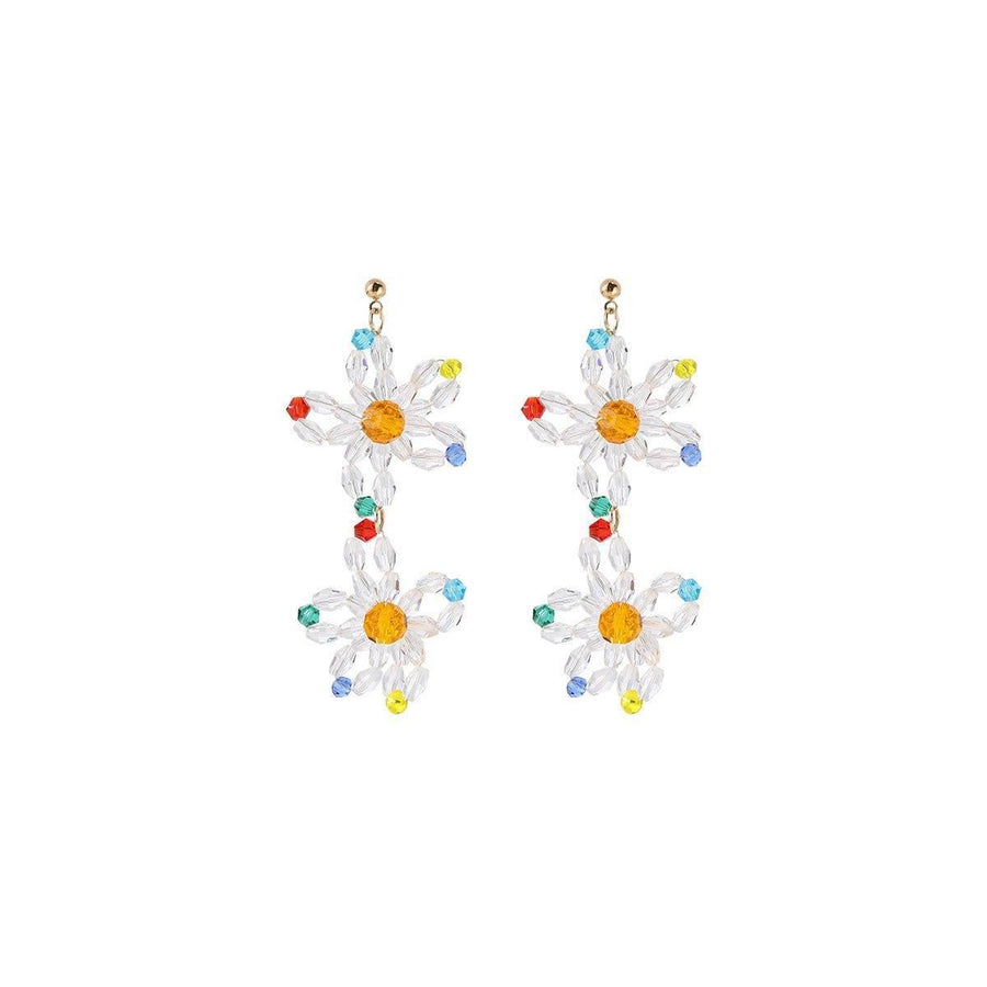 Beaded Flower Long Fringe Earrings Fashion Stud Jewellery for Women Gifts