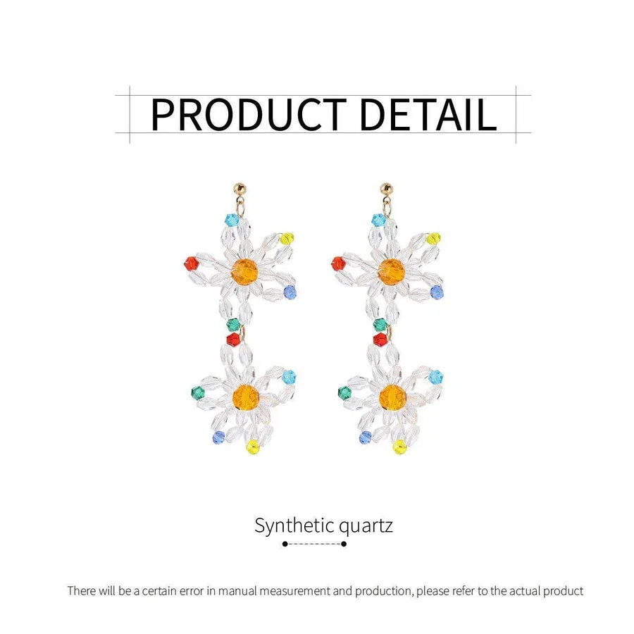 Beaded Flower Long Fringe Earrings Fashion Stud Jewellery for Women Gifts