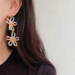 Beaded Flower Long Fringe Earrings Fashion Stud Jewellery for Women Gifts