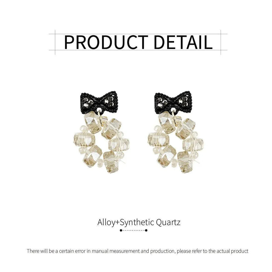 Trendy Sweet Crystal Bow Earrings for Girls Elegant Jewelry Gift High-Quality