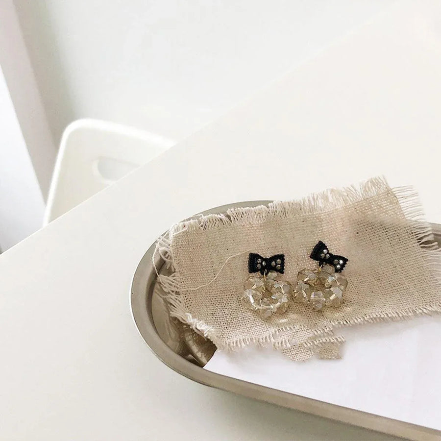 Trendy Sweet Crystal Bow Earrings for Girls Elegant Jewelry Gift High-Quality