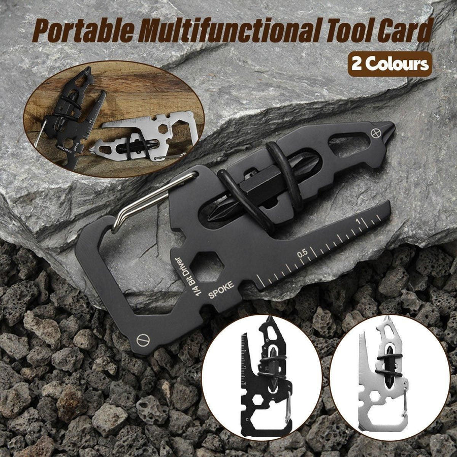 Portable Multifunctional Tool Card Outdoor Survival Combination Tool for Home - Black