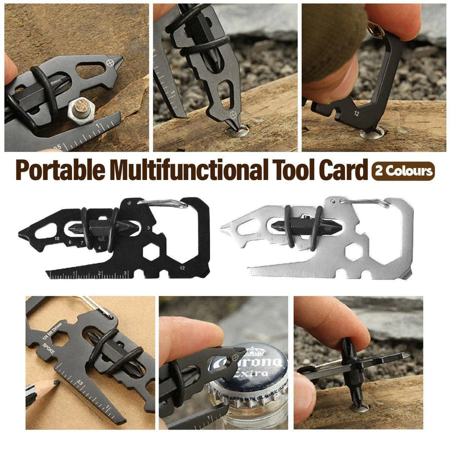 Portable Multifunctional Tool Card Outdoor Survival Combination Tool for Home - Black