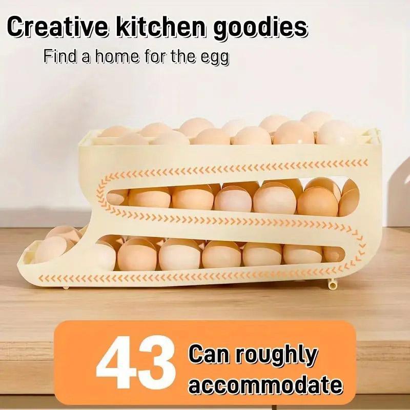 Sliding Egg Carton Refrigerator Storage for Kitchen Egg Holder and Organizer - Yellow