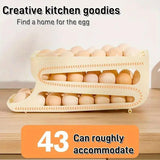 Sliding Egg Carton Refrigerator Storage for Kitchen Egg Holder and Organizer - Yellow - Top-Down View