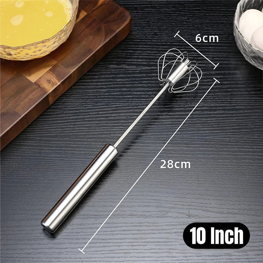 Stainless Steel Semi-Automatic Egg Beater Hand Pressed Kitchen Baking Tool - 10 Inch