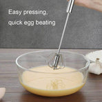 Stainless Steel Semi-Automatic Egg Beater Hand Pressed Kitchen Baking Tool - 12 Inch