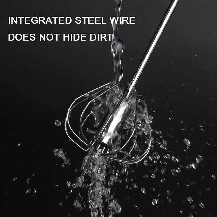 Stainless Steel Semi-Automatic Egg Beater Hand Pressed Kitchen Baking Tool - 14 Inch