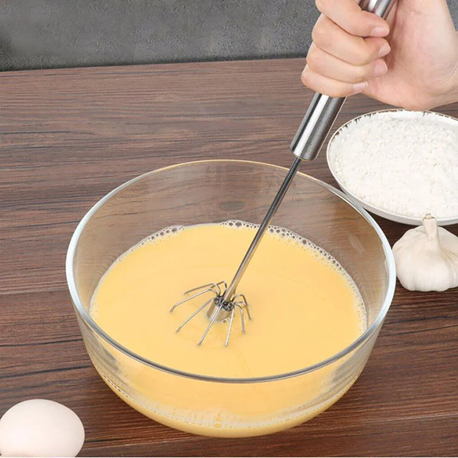 Stainless Steel Semi-Automatic Egg Beater Hand Pressed Kitchen Baking Tool - 14 Inch