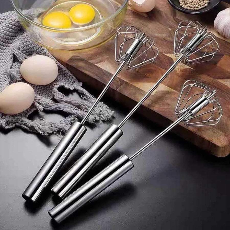 Stainless Steel Semi-Automatic Egg Beater Hand Pressed Kitchen Baking Tool - 14 Inch