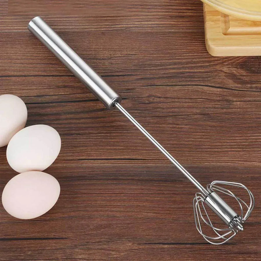 Stainless Steel Semi-Automatic Egg Beater Hand Pressed Kitchen Baking Tool - 14 Inch