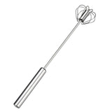 Stainless Steel Semi-Automatic Egg Beater Hand Pressed Kitchen Baking Tool - 14 Inch - Rear View