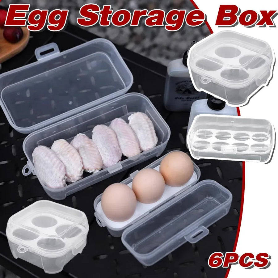 6PCS Portable Egg Storage Box Shockproof Sealed Plastic With Lid Camping Box