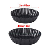 12PCS Mini Detachable Tart Mold Baking Cake Pan Nonstick Bottom Cupcake Molds - 4inch - Side View
