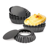 12PCS Mini Detachable Tart Mold Baking Cake Pan Nonstick Bottom Cupcake Molds - 4inch - Rear View