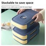 Drawer Type Eggs Tray Fruit Storage Box Kitchen Stacking Holder Food Container - Pink - Top-Down View